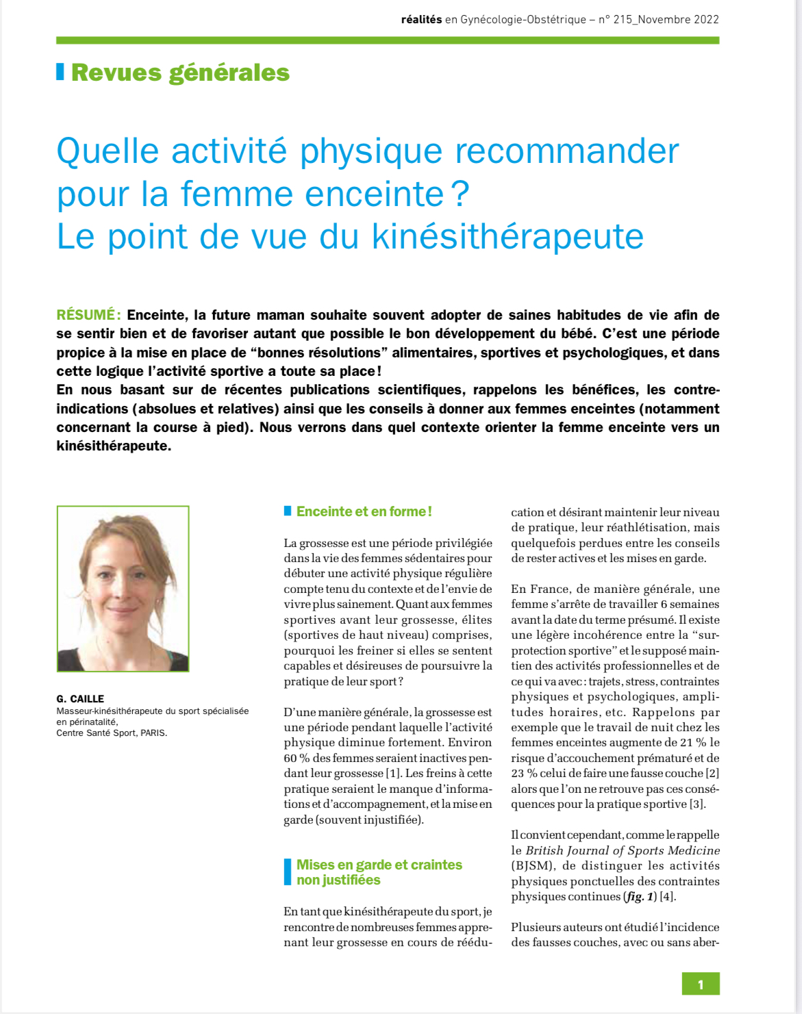 Physical activity recommendations for pregnant women by physiotherapist.