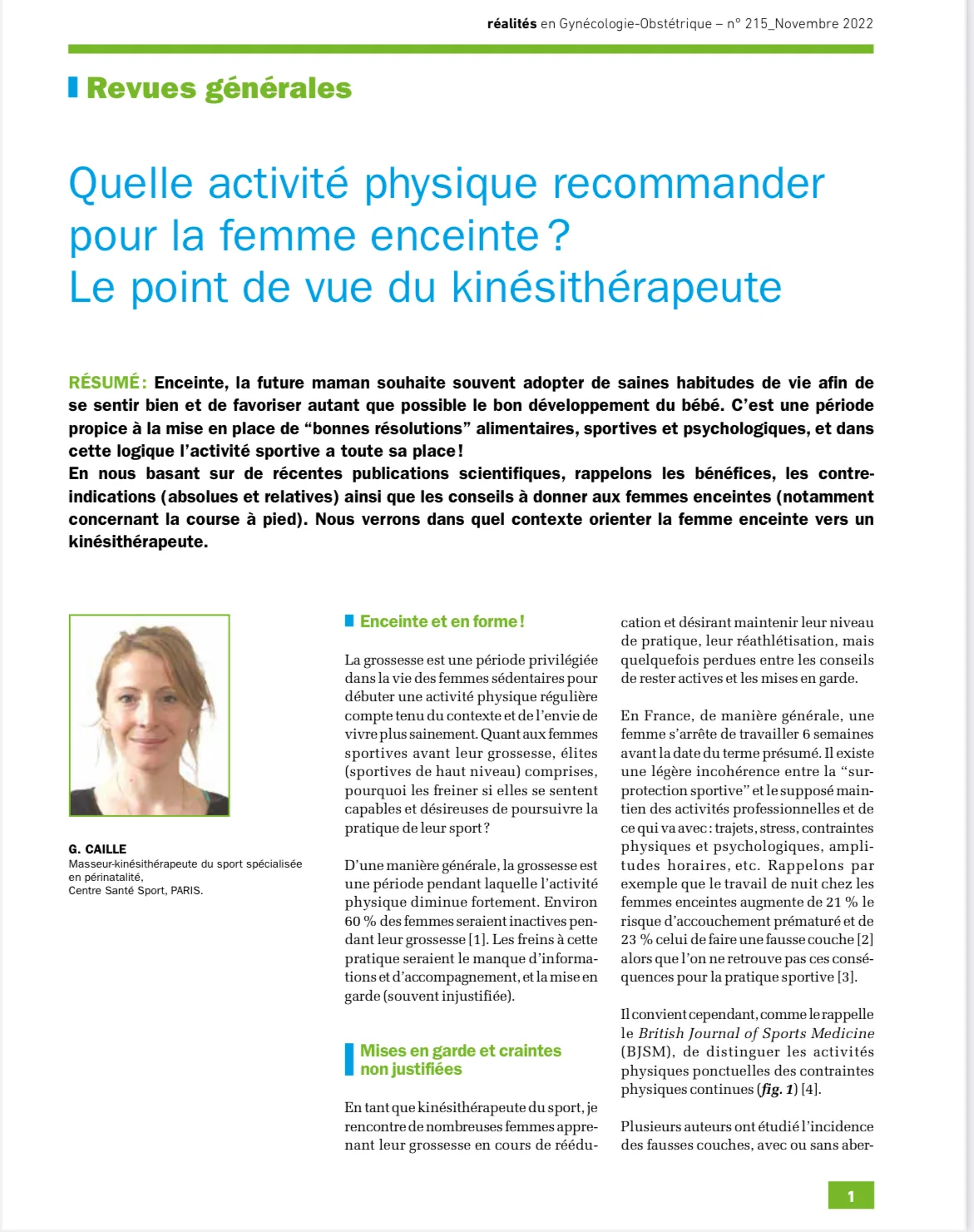Physical activity recommendations for pregnant women by physiotherapist.